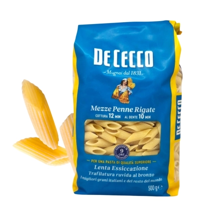 De Cecco Mezze Penne Rigate n.141 - Makaron z Semoliny 500g - Klasyczny Smak Włoch